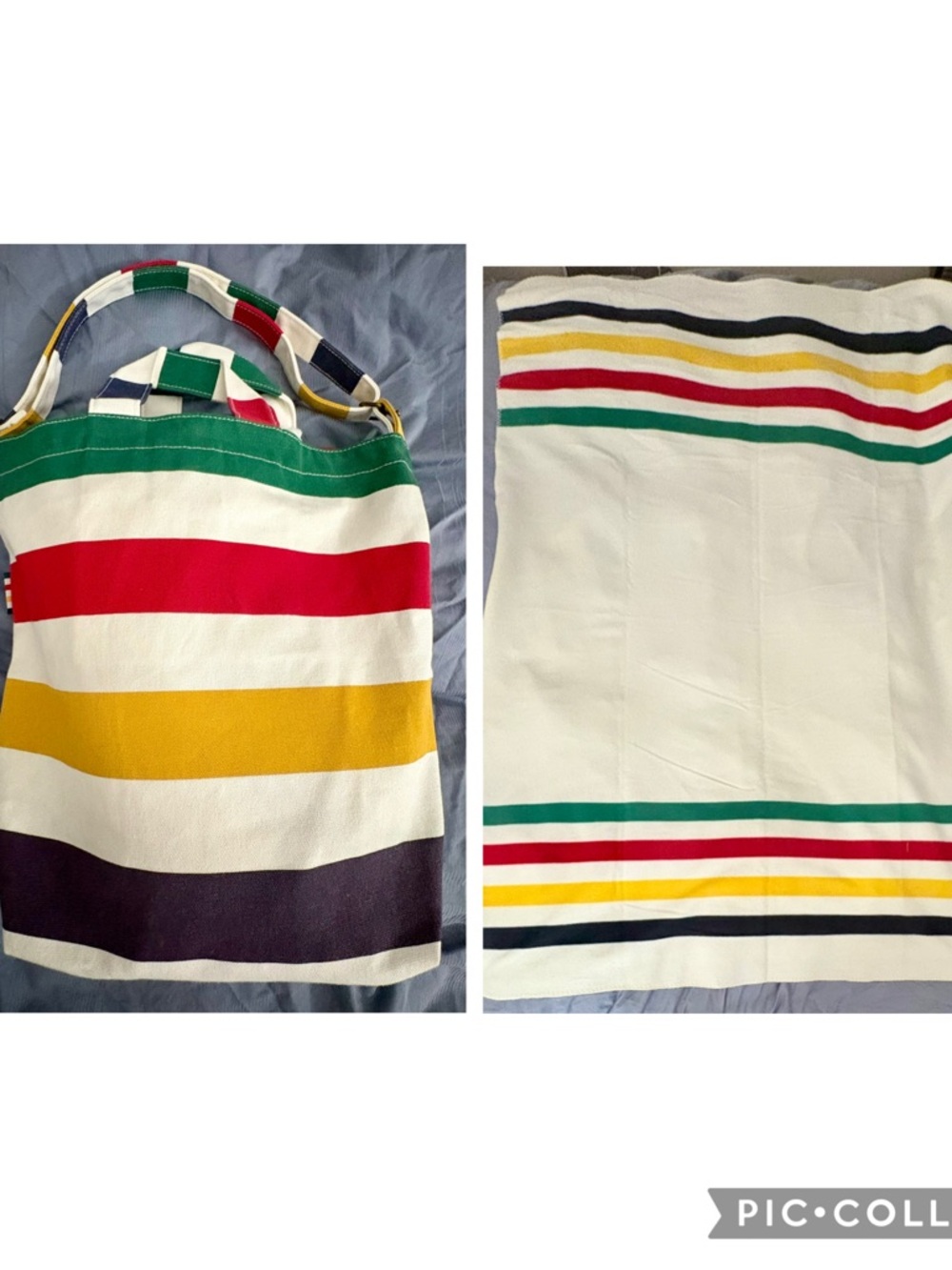 Hudson’s Bay Large Polar Fleece Throw Blanket 70”X 50”/Canvas Tote Carrying Bag